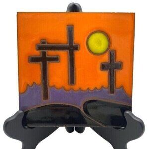Southwestern Crosses Enamel Art Pottery Clay Tile